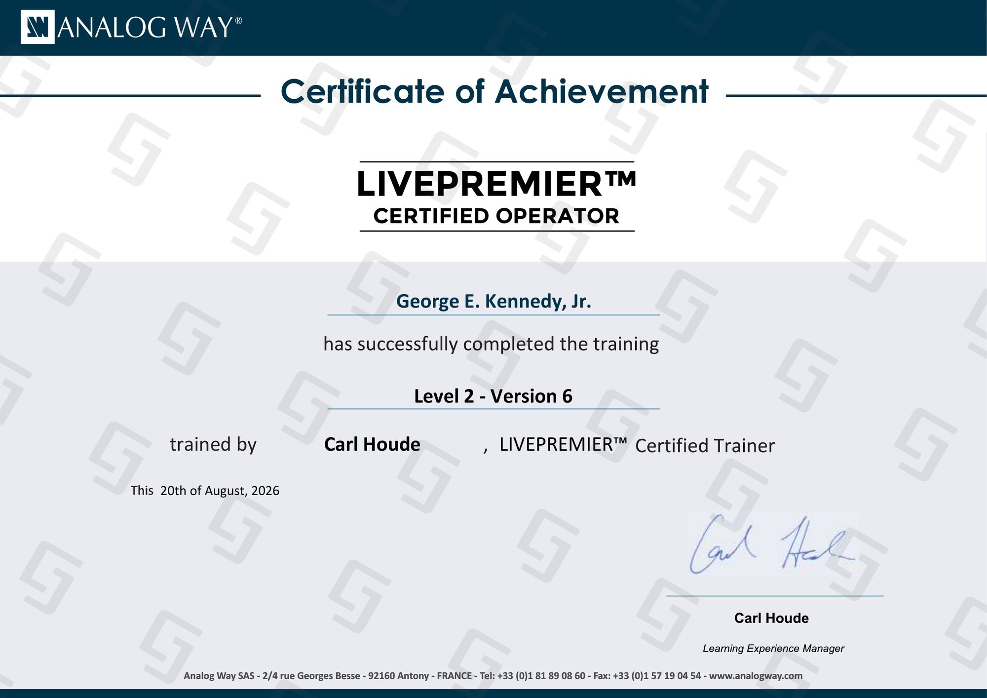 Analog Way LivePremier Aquilon Level 2 Certified Operator