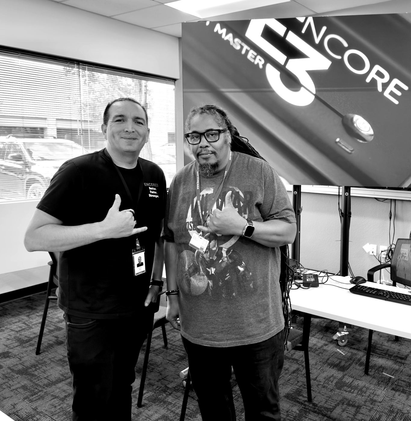 George E. Kennedy, Jr. with Barco trainer at Encore3 certification, Sacramento, CA