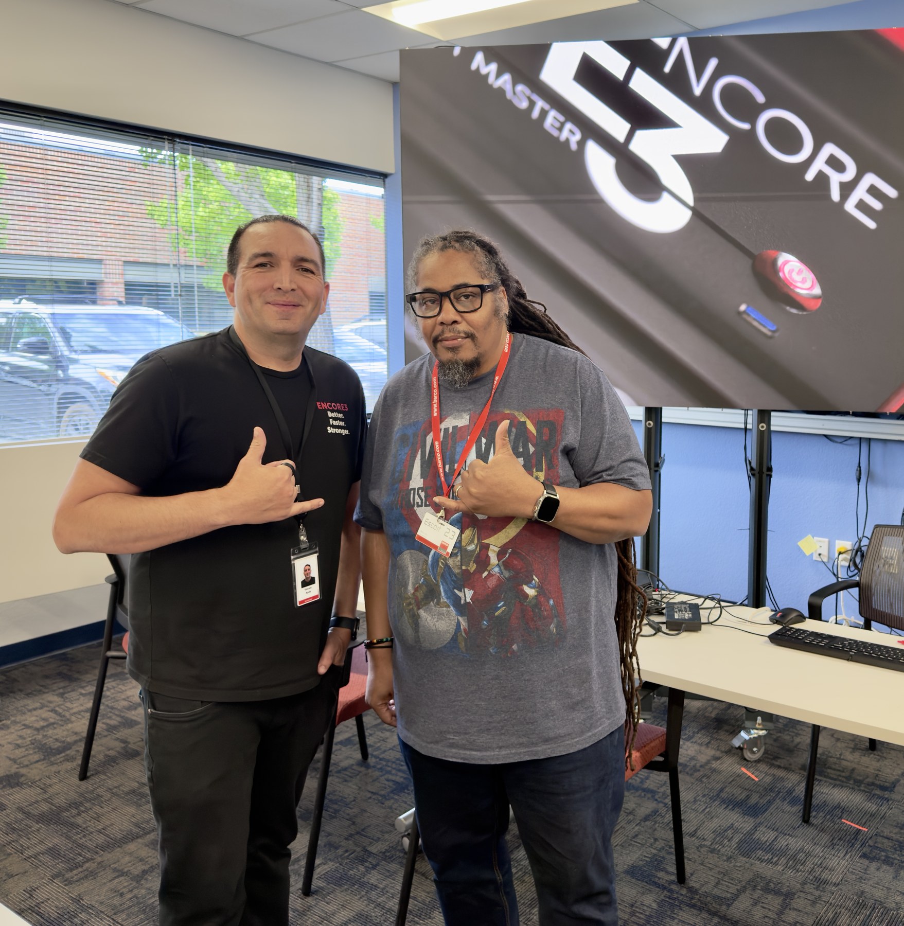 George E. Kennedy, Jr. with Barco trainer at Encore3 certification, Sacramento, CA